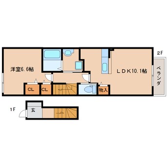 間取図 大和路線・関西本線/奈良駅 バス8分神殿下車:停歩7分 2階 築8年