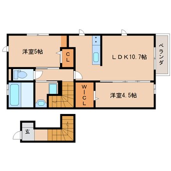 間取図 大和路線・関西本線/郡山駅 徒歩30分 2階 築8年