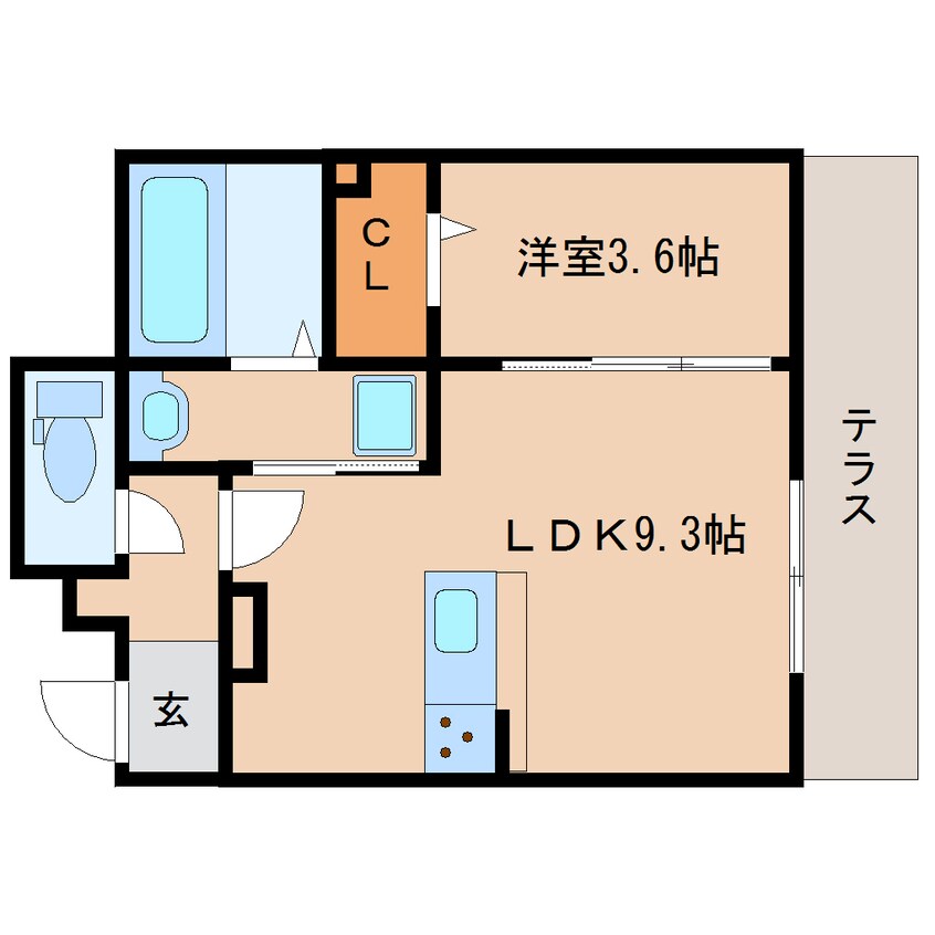 間取図 近鉄難波線・奈良線/新大宮駅 徒歩4分 1階 築9年