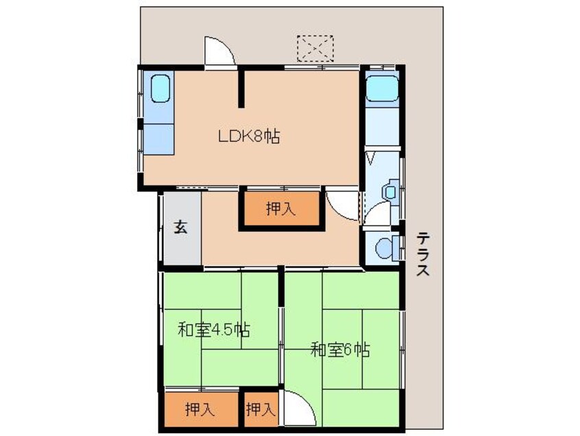 間取図 近鉄難波線・奈良線/新大宮駅 徒歩11分 1階 築54年