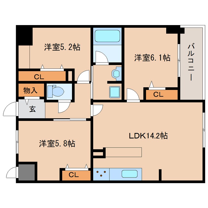 間取図 大和路線・関西本線/奈良駅 徒歩7分 2階 築6年