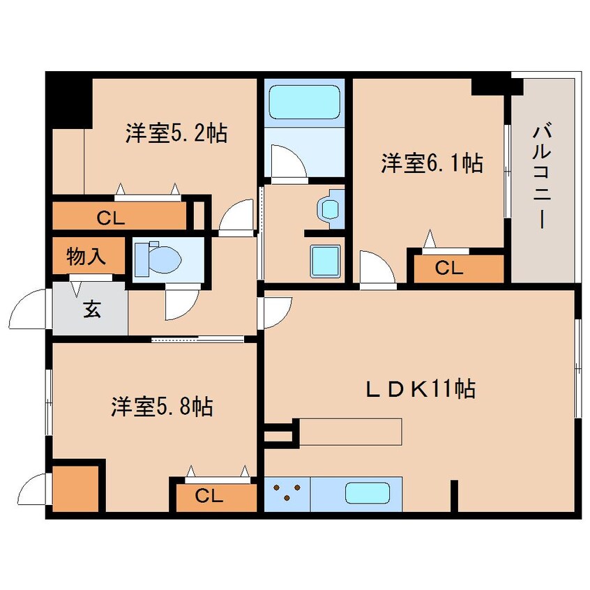 間取図 大和路線・関西本線/奈良駅 徒歩7分 8階 築6年