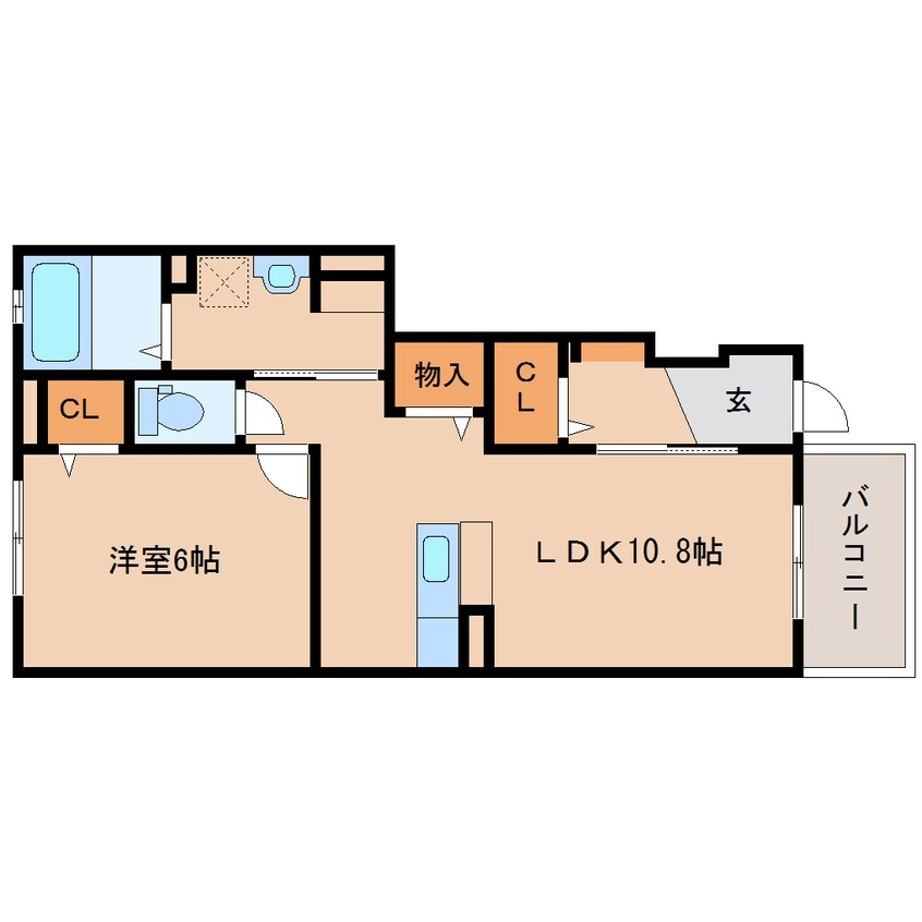 間取図 桜井線<万葉まほろば線>/京終駅 徒歩9分 1階 築6年