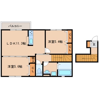 間取図 近鉄難波線・奈良線/新大宮駅 徒歩6分 2階 築7年
