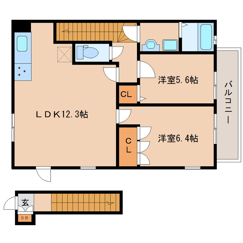 間取図 奈良線/木津駅 徒歩21分 2階 築7年