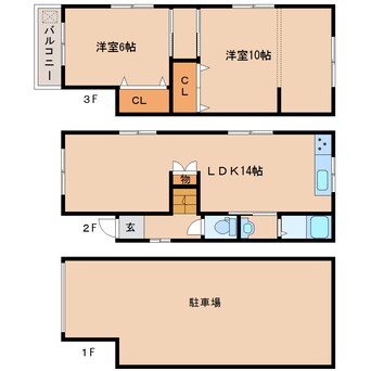 間取図 近鉄難波線・奈良線/新大宮駅 徒歩11分 1-3階 築40年