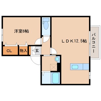 間取図 近鉄橿原線/尼ケ辻駅 徒歩12分 2階 築16年