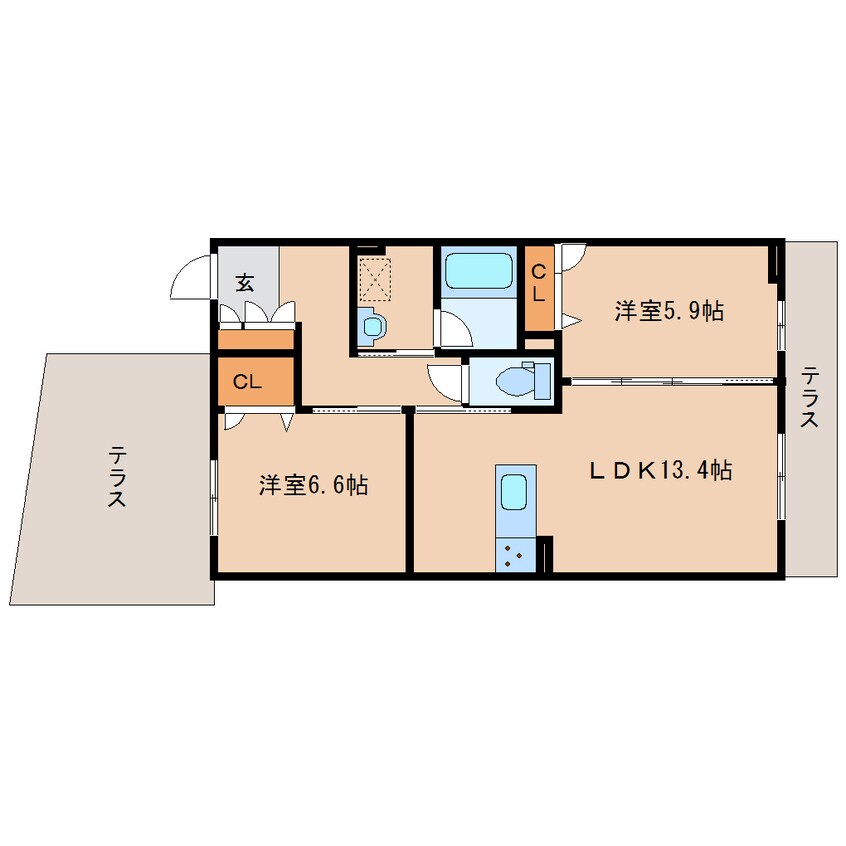 間取図 近鉄難波線・奈良線/新大宮駅 徒歩6分 1階 築3年