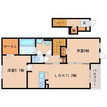 間取図 奈良線/棚倉駅 徒歩17分 2階 築3年