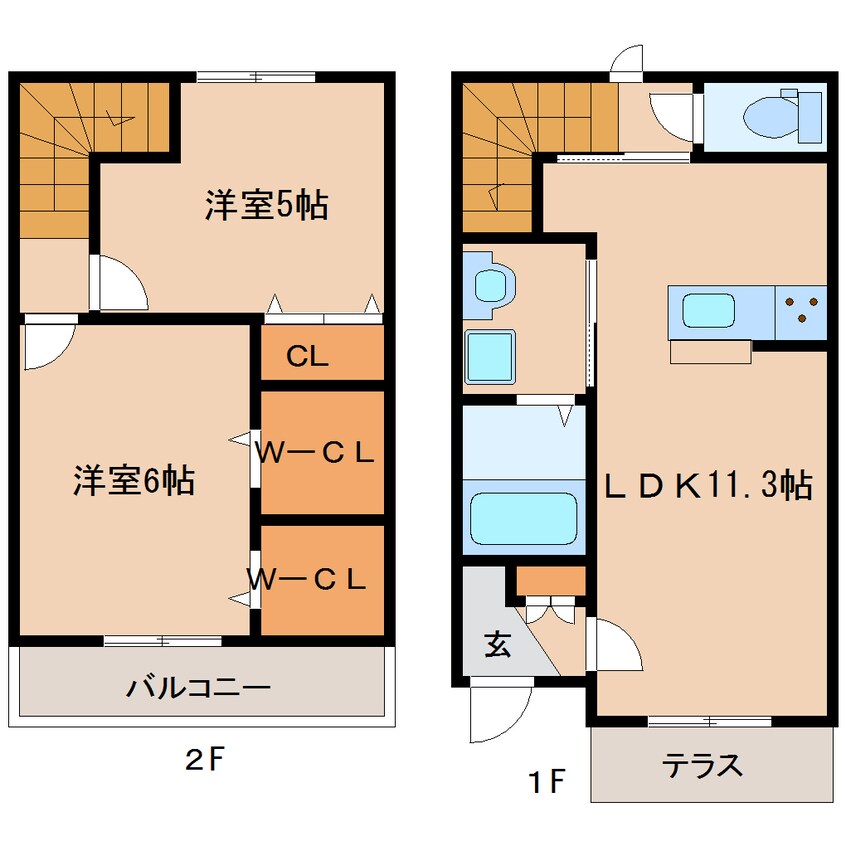 間取図 近鉄難波線・奈良線/近鉄奈良駅 徒歩30分 1-2階 築3年