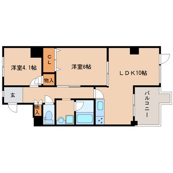 間取図 大和路線・関西本線/奈良駅 徒歩4分 6階 築39年