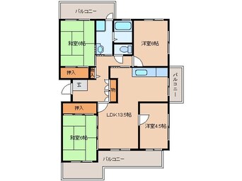 間取図 近鉄難波線・奈良線/近鉄奈良駅 バス10分青山4丁目下車:停歩2分 2階 築35年