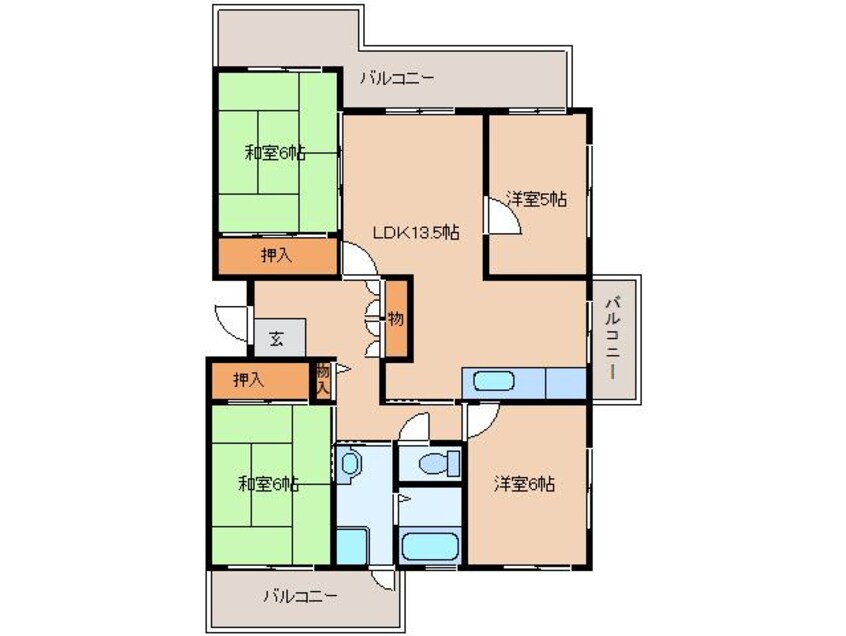 間取図 近鉄難波線・奈良線/近鉄奈良駅 バス10分青山4丁目下車:停歩2分 2階 築35年