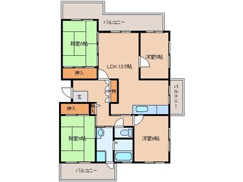 間取図 近鉄難波線・奈良線/近鉄奈良駅 バス10分青山4丁目下車:停歩2分 2階 築35年