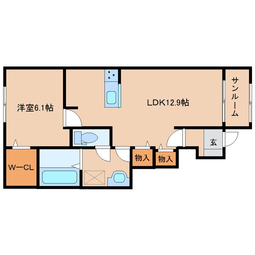 間取図 大和路線・関西本線/加茂駅 徒歩8分 1階 築2年