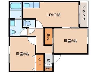 間取図 大和路線・関西本線/加茂駅 徒歩10分 2階 築26年