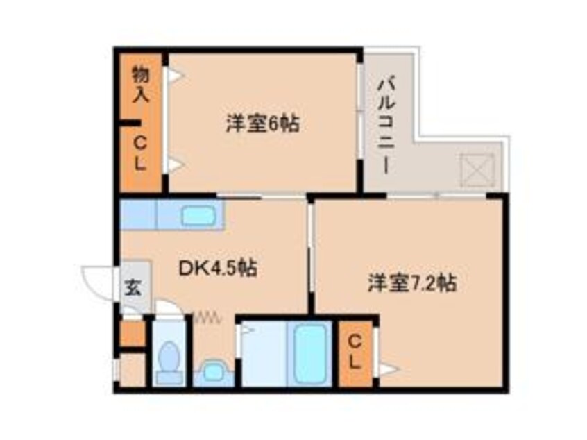 間取図 近鉄難波線・奈良線/新大宮駅 徒歩26分 4階 築34年
