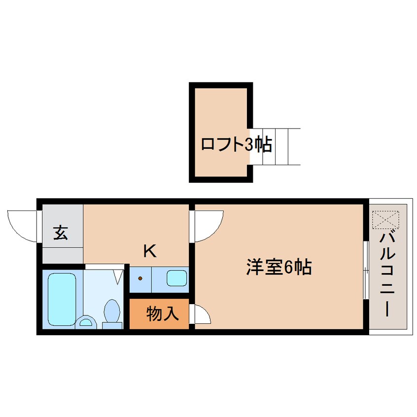 間取図 近鉄難波線・奈良線/新大宮駅 徒歩19分 2階 築32年