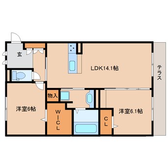 間取図 近鉄難波線・奈良線/新大宮駅 徒歩20分 1階 築3年