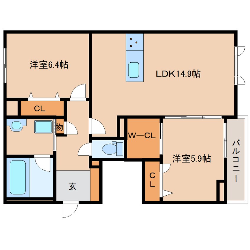 間取図 近鉄難波線・奈良線/新大宮駅 徒歩11分 2階 築3年