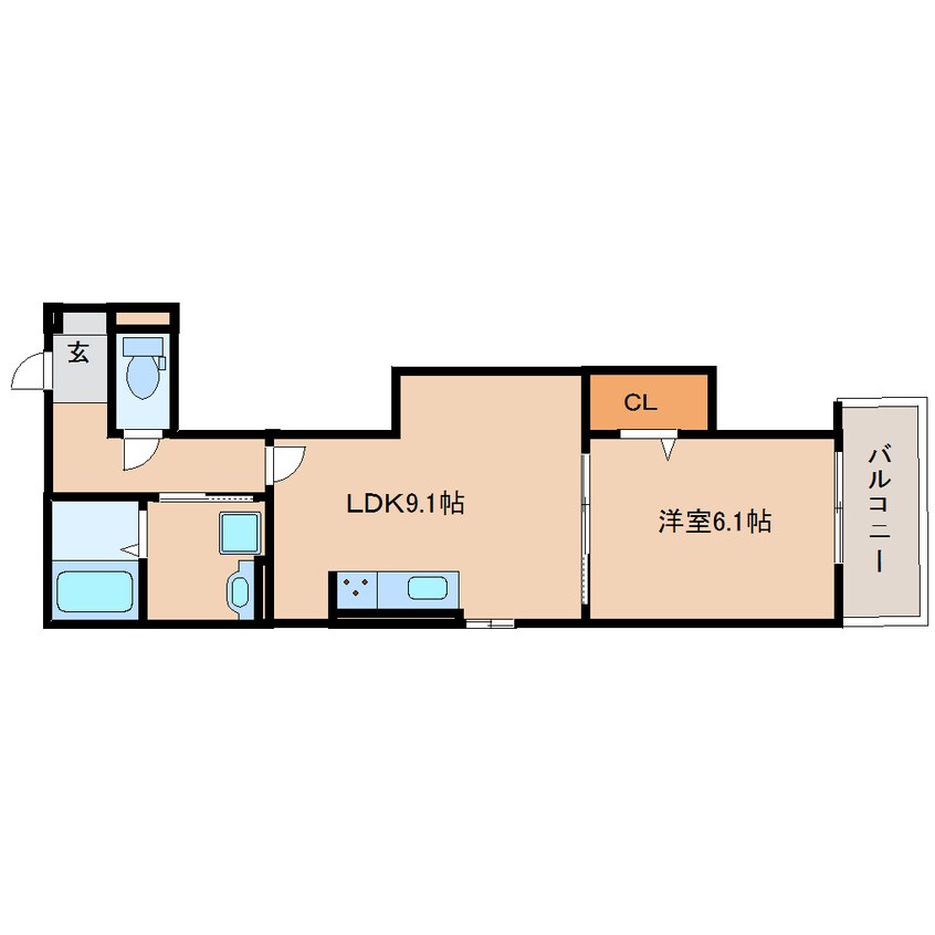 間取図 近鉄難波線・奈良線/新大宮駅 徒歩18分 2階 築2年
