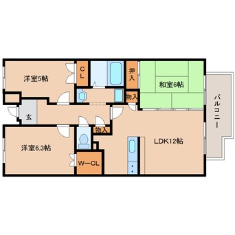 間取図 近鉄京都線/高の原駅 バス15分州見台7丁目東下車:停歩5分 2階 築25年