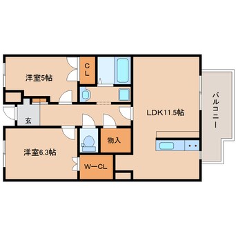 間取図 近鉄京都線/高の原駅 バス15分州見台7丁目東下車:停歩5分 1階 築25年