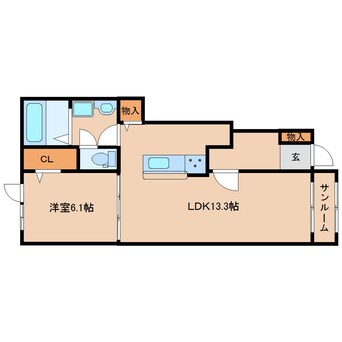 間取図 桜井線<万葉まほろば線>/京終駅 徒歩19分 1階 1年未満