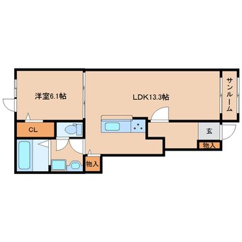 間取図 桜井線<万葉まほろば線>/京終駅 徒歩19分 1階 1年未満