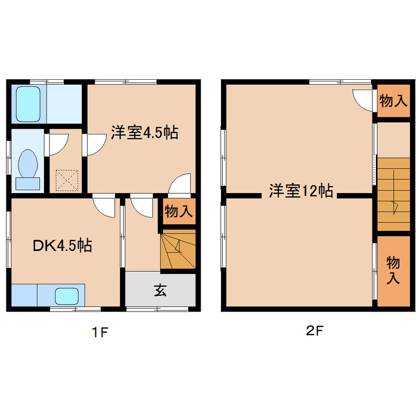 間取図 大和路線・関西本線/奈良駅 徒歩19分 1-2階 築49年