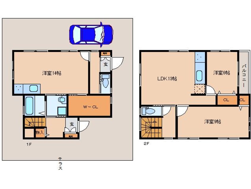 間取図 学研都市線<片町線>・JR東西線/西木津駅 徒歩3分 1-2階 建築中