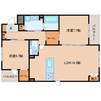 間取図 近鉄難波線・奈良線/新大宮駅 徒歩8分 3階 建築中