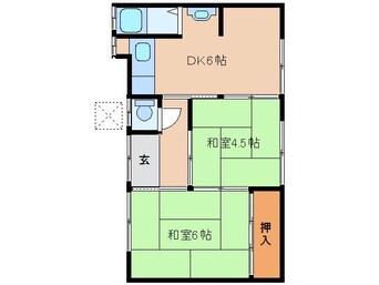 間取図 近鉄難波線・奈良線/近鉄奈良駅 徒歩18分 1階 築50年