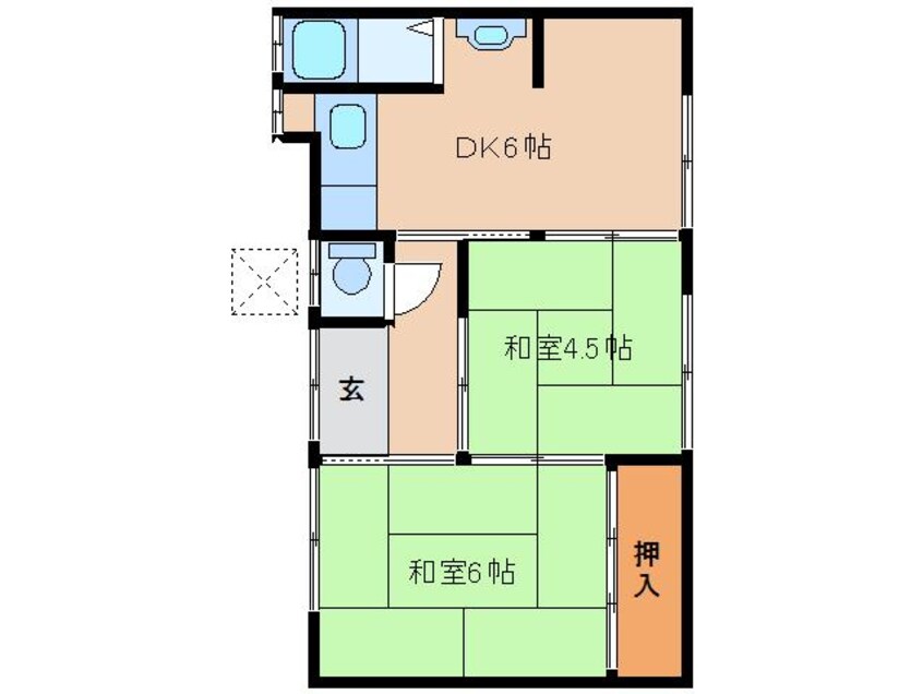 間取図 近鉄難波線・奈良線/近鉄奈良駅 徒歩18分 1階 築50年