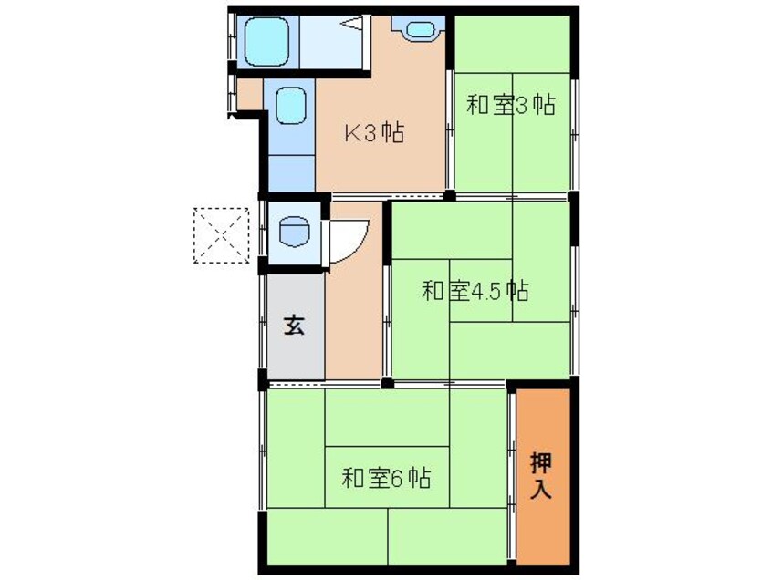 間取図 近鉄難波線・奈良線/近鉄奈良駅 徒歩18分 1階 築50年