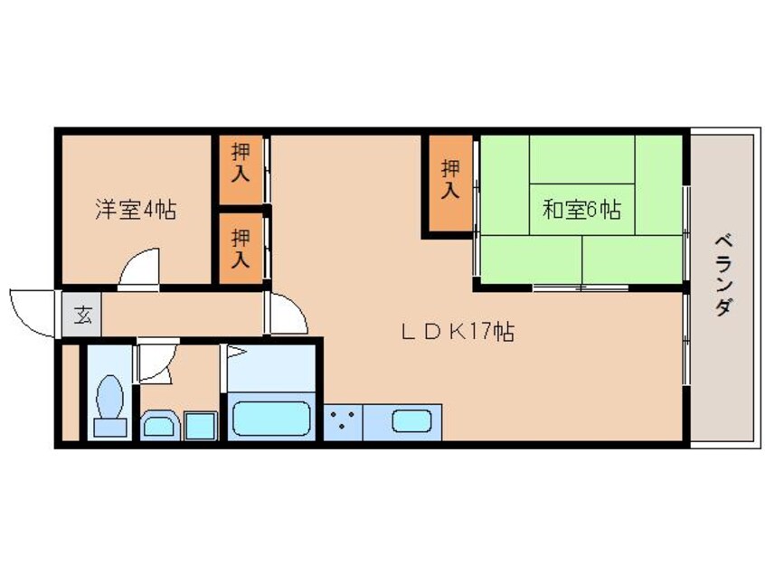 間取図 奈良線/奈良駅 徒歩3分 2階 築40年