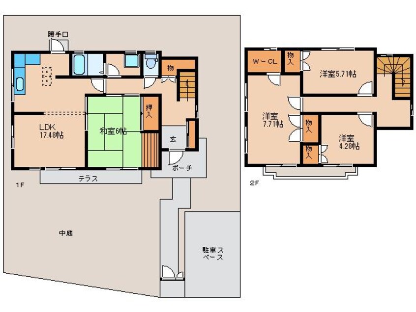 間取図 近鉄難波線・奈良線/近鉄奈良駅 バス11分佐保台東口下車:停歩2分 1階 築41年