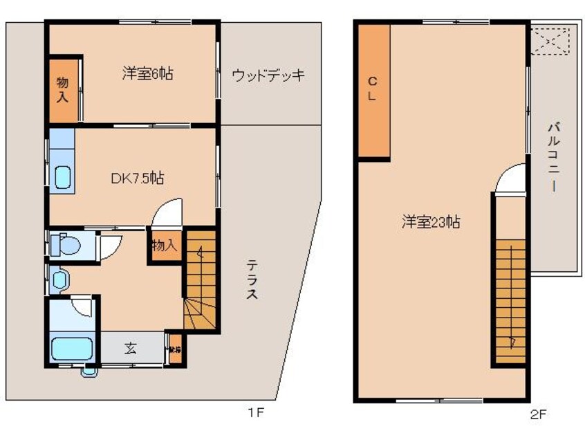 間取図 桜井線<万葉まほろば線>/京終駅 徒歩7分 1階 築49年