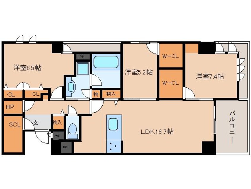 間取図 大和路線・関西本線/奈良駅 徒歩4分 7階 1年未満