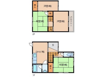 間取図 近鉄難波線・奈良線/新大宮駅 徒歩11分 1-2階 築45年