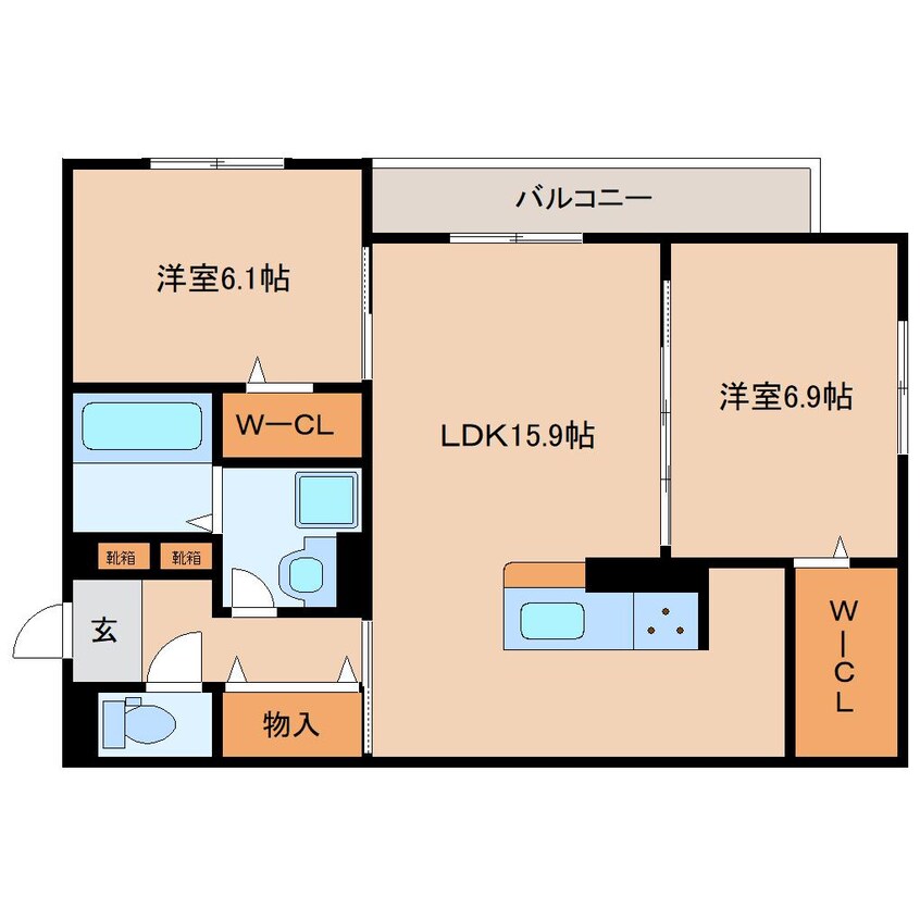 間取図 奈良線/奈良駅 徒歩9分 3階 1年未満