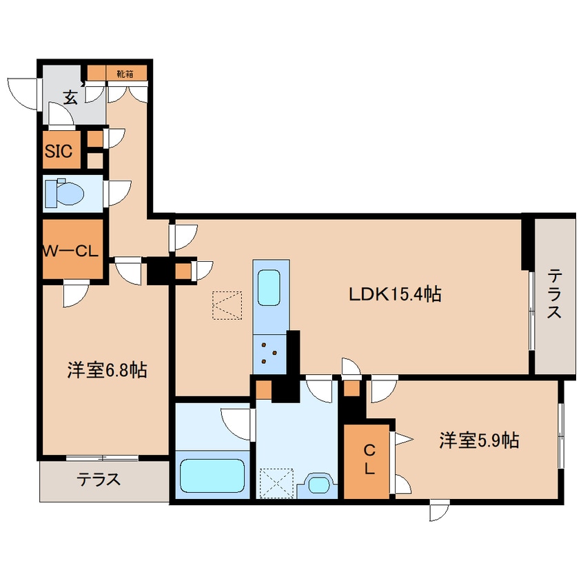間取図 近鉄難波線・奈良線/新大宮駅 徒歩4分 1階 建築中