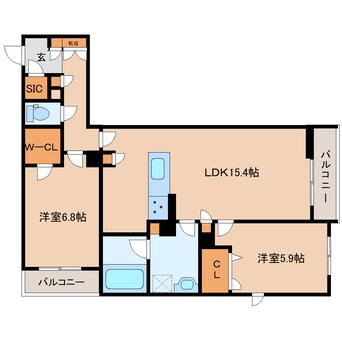 間取図 近鉄難波線・奈良線/新大宮駅 徒歩4分 3階 建築中