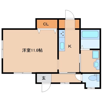 間取図 桜井線<万葉まほろば線>/京終駅 徒歩25分 1階 築38年