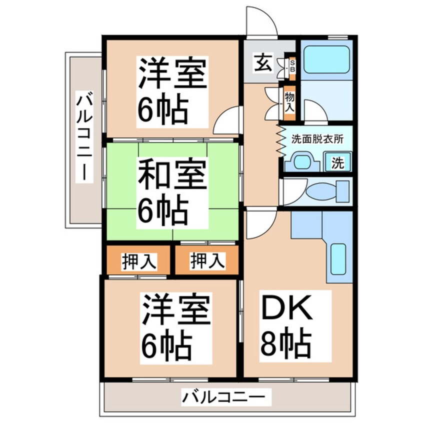 間取図 黒髪ハイツ