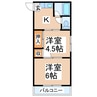 リバーサイドハイツ(坪井) 2Kの間取り