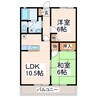 リバ・ラフォーレ・ヒロ 2LDKの間取り