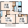 ドミール山室 2LDKの間取り