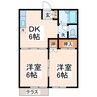 サンハイツヨシモト 2DKの間取り