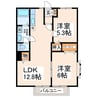 パールグリーン笹原 2LDKの間取り